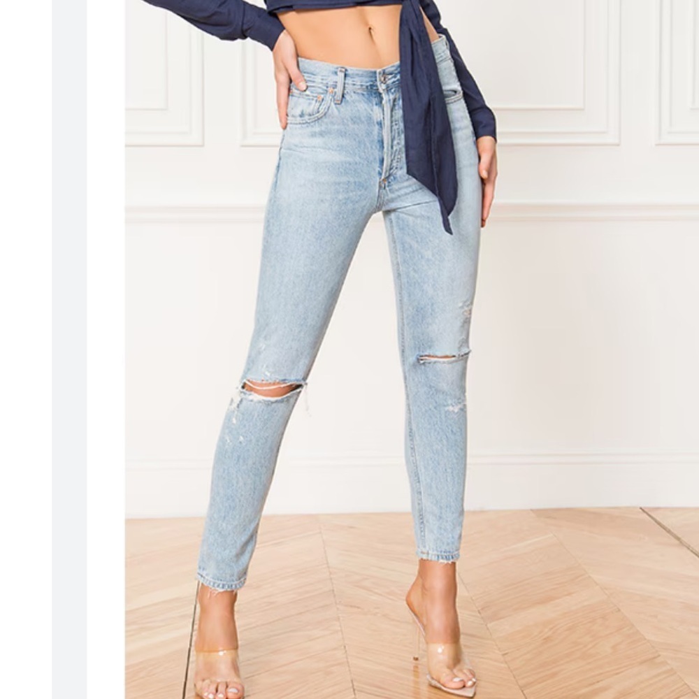 Agolde Jamie High Rise Classic Light Blue Jeans - Picture 10 of 13